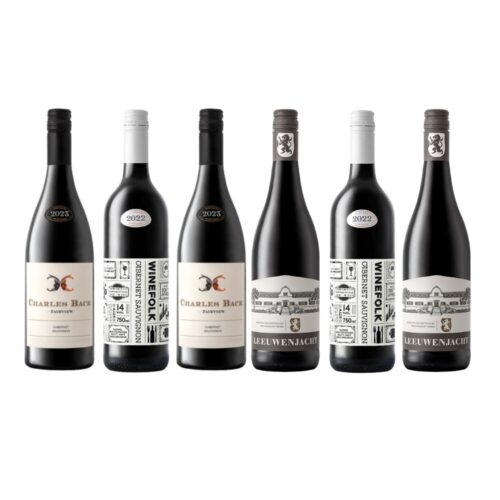 Winefolk Red Mixed Case 2x Leeuwenjacht Cab Merlot 2022 — R60 (was R75) 2x Charles Back Cab 2023 — R65 (was R100) 2x Winefolk Cab 2022 — R65 (was R75)